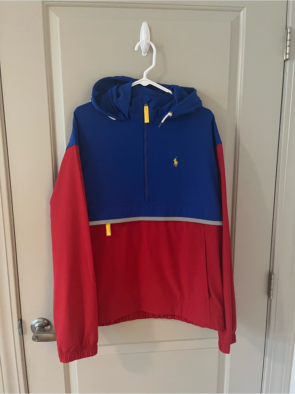 Polo by Ralph Lauren Blue and Red Colorblock Windbreaker Hoodie